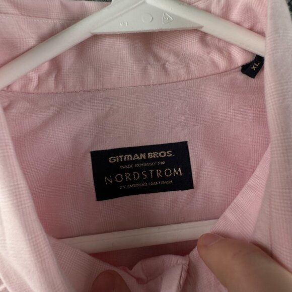 Gitman Bros For Nordstrom Pink Long Sleeve Button Up Shirt XL Men Check Cotton - Picture 8 of 16
